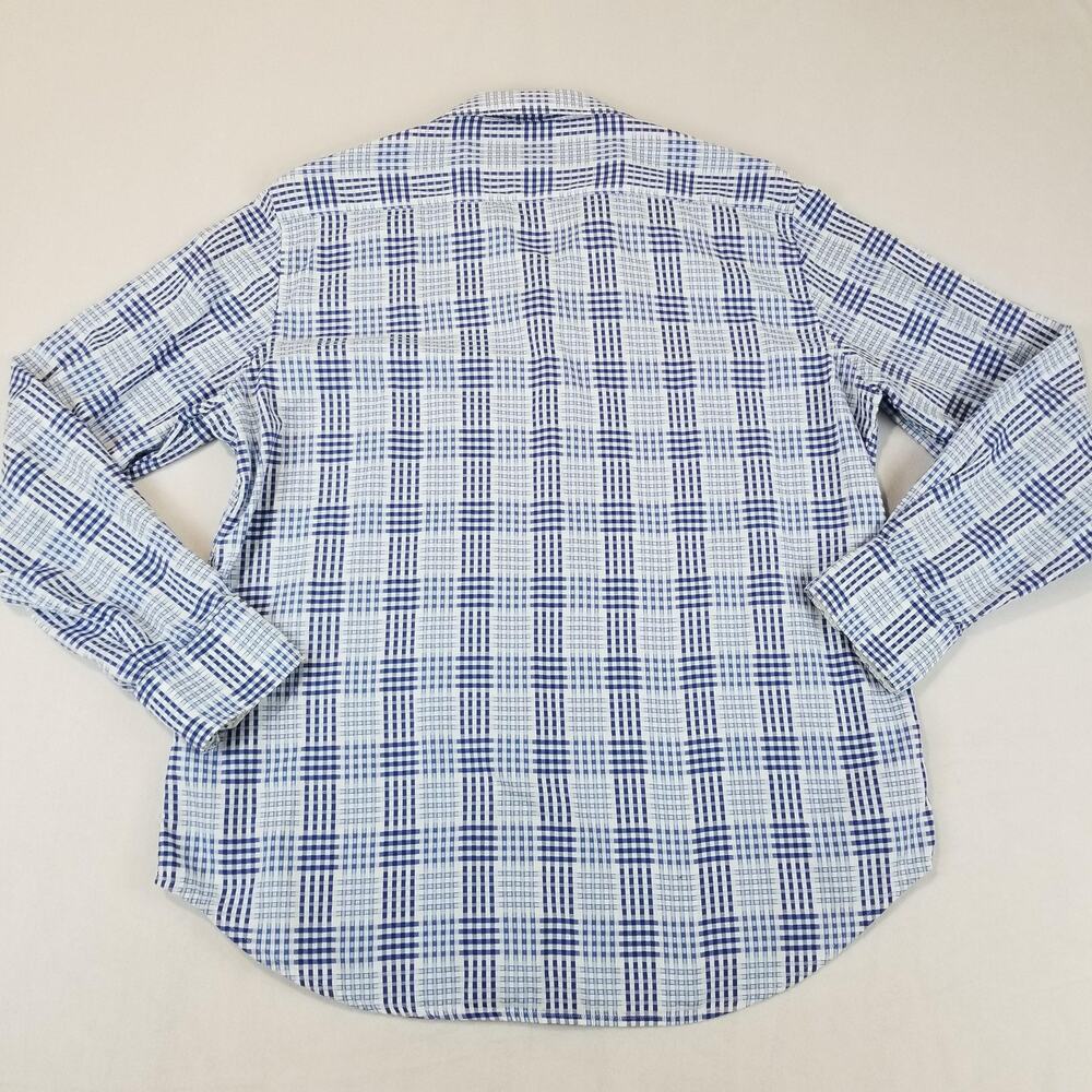 Robert Graham Shirt Mens XL Blue White Plaid Classic Fit Button Up Cotton Casual - Picture 2 of 10